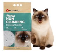 Flamingo Arena para Gatos de Sílice - 16L para hasta 20 Semanas - Granulado Mediano - Absorción Rápida y Control de Olores - Sin Polvo - No Aglomerante - Apta para Gatitos