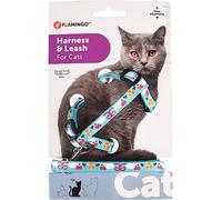 Flamingo Arnés con Correa Arwen - Azul - A: 20-35 cm, B: 25-45 cm, C: 100 cm x 10 mm x 1 mm - Ideal para Gatos Pequeños y Medianos