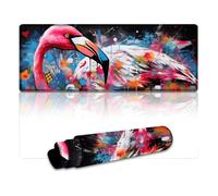 Flamingo Art - Alfombrilla de mouse para juegos con bordes cosidos (30 x 80 x 0,3 cm), alfombrilla para teclado con bordes cosidos para juegos, oficina y hogar