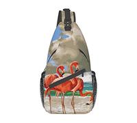 Flamingo Beach Beautiful Vintage Pink Flower Crossbody Bag, Hombres y Mujeres Sling Chest Cross Body Bag, Utilizado para el Ocio y los Viajes
