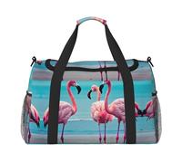 Flamingo Beach - Bolsa de viaje con cremalleras y asas, bolsa de lona plegable grande para vacaciones familiares, Black, Talla única