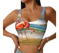 Flamingo Beach - Chaleco deportivo para mujer, ideal para correr y entrenar, Negro, L