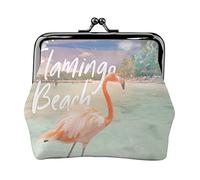 Flamingo Beach Print Monedero pequeño Kiss-Lock Bolsa de Cuero Cambiar Billetera Regalos para Hombres Mujeres