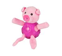 Flamingo Bellies Cerdo de peluche rosa con pelota para perros