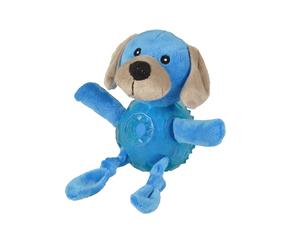 Flamingo Bellies Perro de peluche azul con pelota para perros
