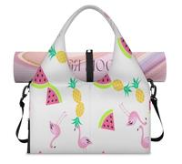Flamingo - Bolsa de lona deportiva de verano para mujeres y hombres, con estampado de verano, bolsa de fin de semana con compartimento para zapatos, bolsa de hombro para yoga, gimnasio, viajes, color,