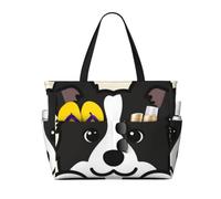 Flamingo - Bolsa grande de playa para mujer, impermeable, a prueba de arena, con cremallera, para piscina, gimnasio, comestibles, viajes, con mojado, Cute Dogs 14, Medium