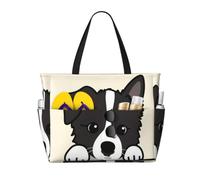 Flamingo - Bolsa grande de playa para mujer, impermeable, a prueba de arena, con cremallera, para piscina, gimnasio, comestibles, viajes, con mojado, Cute Dogs 15, Medium