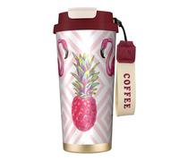 Flamingo - Botellas de agua aisladas de piña de acero inoxidable para mujeres y hombres con tapa de popote, a prueba de fugas, color rojo
