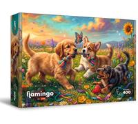 Flamingo by Trefl, Puppy Antics - Rompecabezas de 400 piezas - Rompecabezas de bricolaje, diseños de moda, expresión colorida, embalaje "estilo concha", para adultos y niños a partir de 10 años