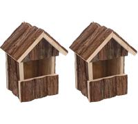 Flamingo Caja Nido Cortesa Gancha Madera - 15.5x13x20cm - Resistente a la Intemperie - Madera de Pino Certificado FSC (Paquete de 2)
