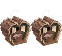 Flamingo Caja Nido para pájaros Cortesa Cuoero Madera - 16x12x15.5cm - Resistente a la Intemperie - Madera de Pino Certificado FSC (Paquete de 2)