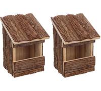 Flamingo Caja Nido para pájaros Cortesa Inclino Madera - 14x13x20cm - Resistente a la Intemperie - Madera de Pino Certificado FSC (Paquete de 2)