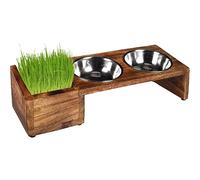 FLAMINGO - Cat Bowls with Wooden Stand and Catnip Bowl 42 cm