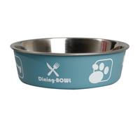 Flamingo Comedero Azul con huellas y huesos para mascotas