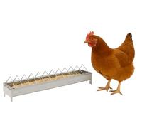 Flamingo Comedero para Aves Herka - Rectangular - Plata - 99 × 13 × 15 cm - Comedero Metálico con Rejilla Abatible para Gallinas y Aves de Corral - Artículo 310054