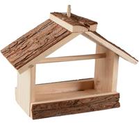 Comedero pájaros Exterior Loo - casita de Madera Clara - Compacto y práctico con Cuerda Colgante - 23x11x11.6cm