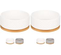 Flamingo Comedero y Bebedero para Perros y Gatos Bianco - Blanco o Gris - 16.1x16x7.7 cm, 990 ml - Antideslizante - Ideal para Beagle, Bulldog Francés, Schnauzer, Shiba Inu y Maine Coon (Paquete de 2)