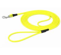 Flamingo Correa de adiestramiento y de rastreo para Gato Caspar Amarillo Fluo - 500cm 4mm - Impermeable y fácil de Limpiar - Tiene asa