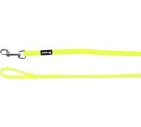 Flamingo Correa de adiestramiento y de rastreo para Perros Caspar Amarillo Fluo - 1000cm 13mm - Impermeable y fácil de Limpiar - Tiene asa