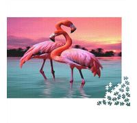 Flamingo Coucher de Soleil Cadeau Unique Décoration Intérieure Plage tropicale Art Style Jeu Éducatif Challenge Toy Adultes & Enfants Des 14 ANS 70x50cm/1000pcs