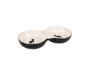 Flamingo Cuenco para Comida Gato Nala CERÁMICO Doble Negro-Blanco 145ML 2x11CM