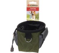 Flamingo dispensador Bolsas Caca Perro - Vasco Verde - poliéster - con cordón de Cierre y Clip - con Bolsillos prácticos - Incluye 1 Rollo con 20 Bolsas (220 x 320 mm)