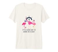 Flamingo Drinking Wine It's a Good Day to Drink on a Boat Camiseta Premium