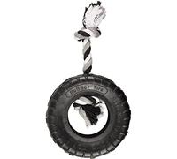 FLAMINGO F Juguete Perro Goma Gladiator NEUMATICO+Cuerda Negro 20CM