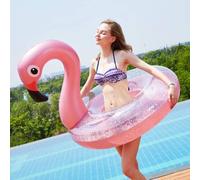 Flamingo Flotador inflable, anillo de natación de flamenco, juguete acuático para piscina, anillo de natación transparente, tubo para fiesta de piscina de verano (rosa-120)