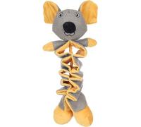 Flamingo Folsy Mouse Puppy Toy Grey/Ochre - 18 x 10 x 34 cm - Squeaky and Crunch Noise