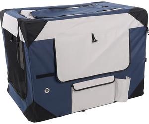 Flamingo Geronimo Transport Cage Blue 63.5 x 91.5 x 63.5 cm - Reinforced Frame and Foldable - Washable - Removable Base - Roll Up Curtains, 3 Pockets and with The Possibility to Attach a Bottle