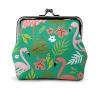 Flamingo Hoja de Palma Flor Monedero Vintage Billetera Hebilla Beso Bloqueo Bolsa Regalos para Mujer Chica