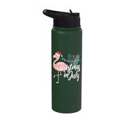Flamingo in Santa Hat Christmas in July Stainless Steel Insulated Water Bottle