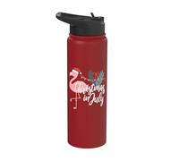 Flamingo in Santa Hat Christmas in July Stainless Steel Insulated Water Bottle