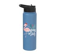 Flamingo in Santa Hat Christmas in July Stainless Steel Insulated Water Bottle
