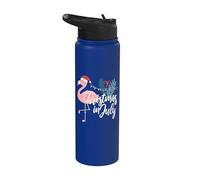 Flamingo in Santa Hat Christmas in July Stainless Steel Insulated Water Bottle