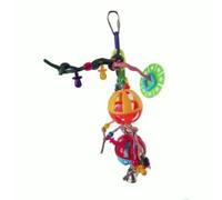 Flamingo Juguete Cadena Colgante con pelotas y cuerdas para pájaros