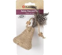 Flamingo Juguete para Gato Yutsa Reloj Marrón - 6,3x6,3x14cm - con Sonido de Cascabel y Plumas - Tiene un Efecto calmante