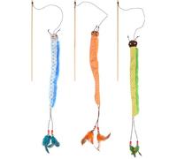Flamingo Juguetes para Gatos - caña de Juego para Gatos Kirk con Oruga 40cm Multicolor - Ninguna selección de Color Posible