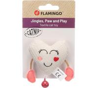Flamingo Juguetes para Gatos - Corazón Lovu Beige - Textil con Cascabel y Catnip - Juguete tierno y Atractivo