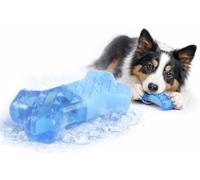 Flamingo Juguetes para Gatos - Juguete refrescante Hueso Azul Snowy - 13,3 cm - Goma TPR - Resistente al Agua - rellenable - Efecto Manta refrescante para Perros - higiene Dental