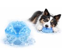 Flamingo Juguetes para Gatos - Juguete refrescante Pelota Azul Snowy - 8,3 cm - Goma TPR - Resistente al Agua - rellenable - Efecto Manta refrescante para Perros - higiene Dental