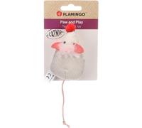 Flamingo Juguetes para Gatos - Ratón Lovu Beige - Textil con Catnip - Juguete pequeño y Seguro