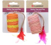 Flamingo Juguetes para Gatos - Rollo Oraro Multicolor - sisal con Cascabel, Plumas y Catnip - Juguete Resistente - No es Posible Elegir el Color