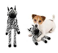 Flamingo Juguetes para Perros - Cebra Zira Negro y Blanco S - Peluche Suave con Squeaker - Juguete sin Relleno - 16x11x56cm