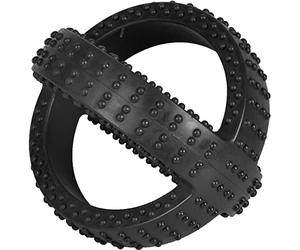 Flamingo Juguetes para Perros - Gladiator Cross Ball Negra - Ø 13,5 cm - Caucho Extra Resistente - Forma única para Juego Interactivo