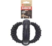 Flamingo Juguetes para Perros - Gladiator Cross Ball Negra - 16,5 × 16,5 × 14,1 cm - Caucho Extra Resistente - Desmontable en 2 Anillos