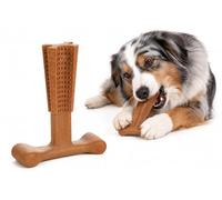Flamingo Juguetes para Perros - Juguete masticable Sabor Ternera - Nyl'o Bamboo T-Bone - bambú y Nailon - Cuidado Dental para Perros