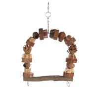 Flamingo Loro Columpio Takkie 18x4x34cm Madera Con Perlas Y Nueces